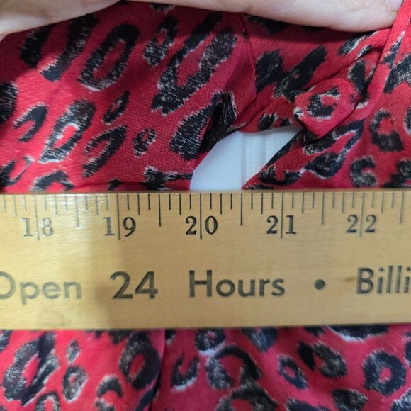 Leopard Print Red Sheer Blouse Size M Whimsigoth Y2K Slinky Boho Gypsy New - Picture 8 of 9